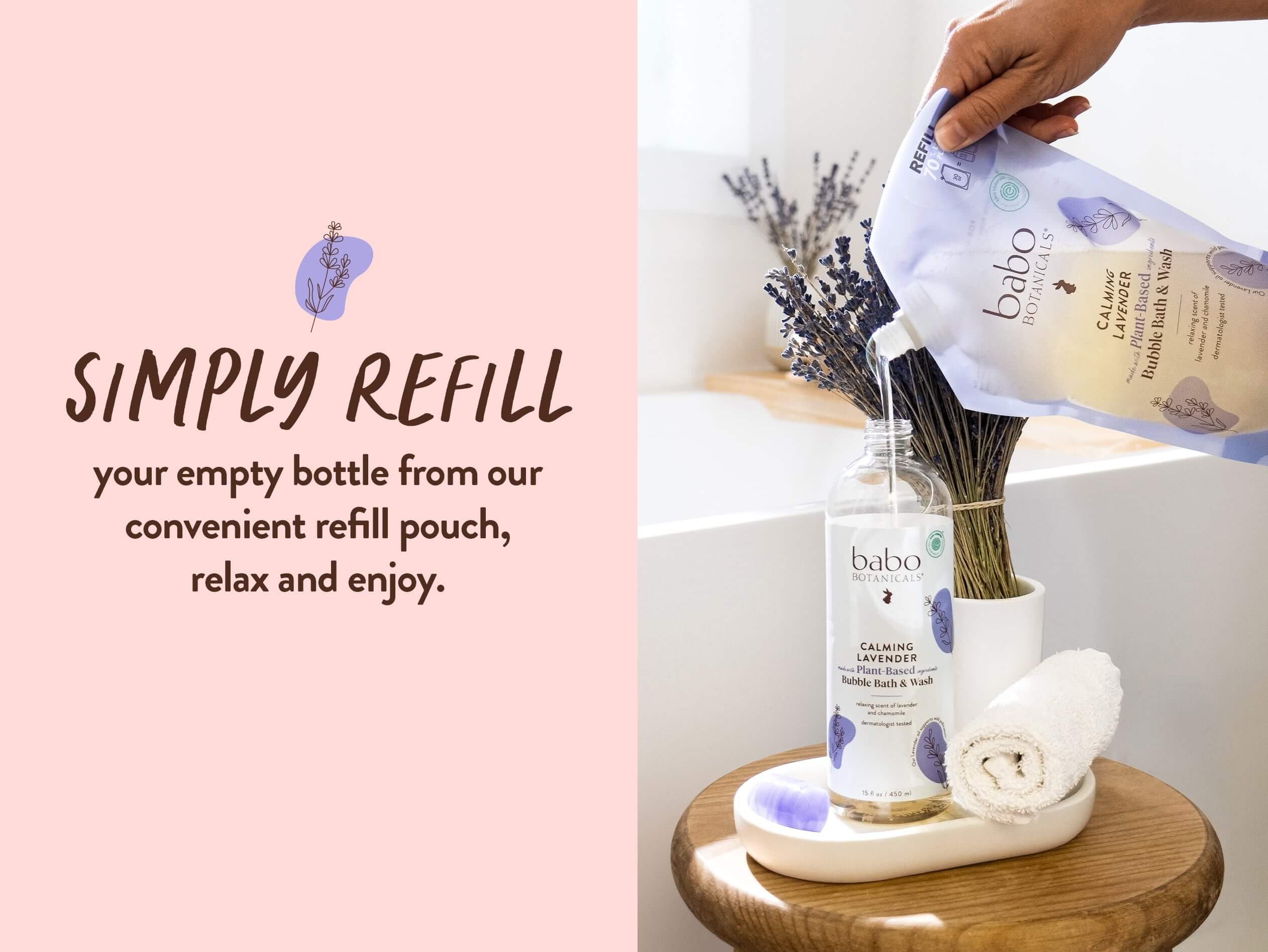 Calming Lavender Bubble Bath & Body Wash Refill Set - Image 3